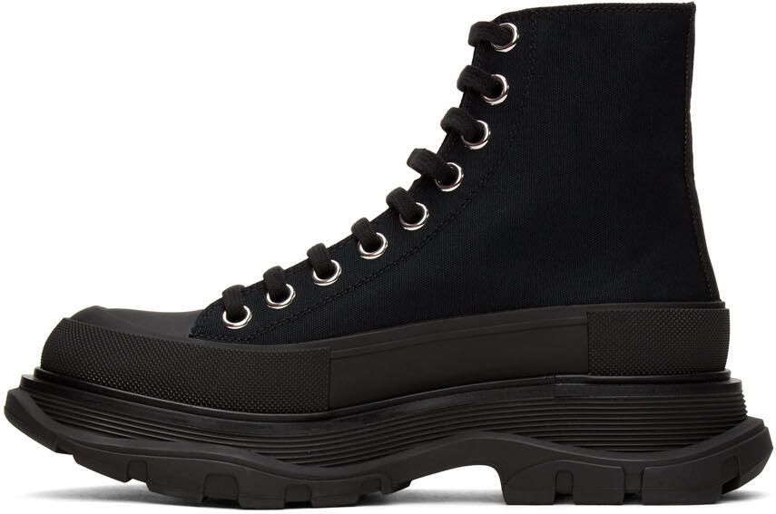 Alexander McQueen Black Tread Slick Platform High Sneakers - Picture 2