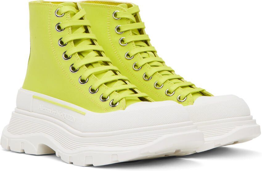 Alexander McQueen Green Tread Slick High Sneakers - Picture 2