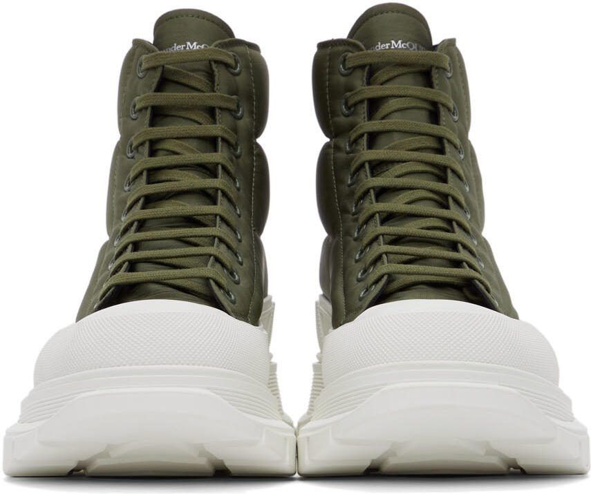 Alexander McQueen Khaki  White Tread Slick Boots
