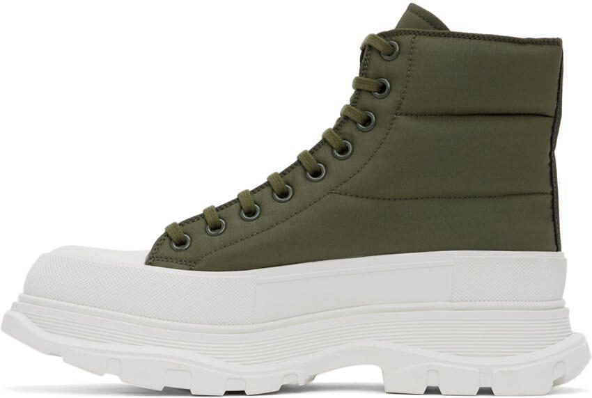 Alexander McQueen Khaki  White Tread Slick Boots - Picture 3