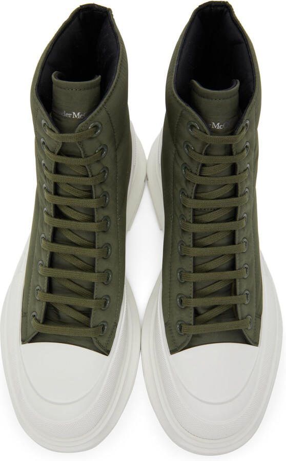 Alexander McQueen Khaki  White Tread Slick Boots - Picture 2