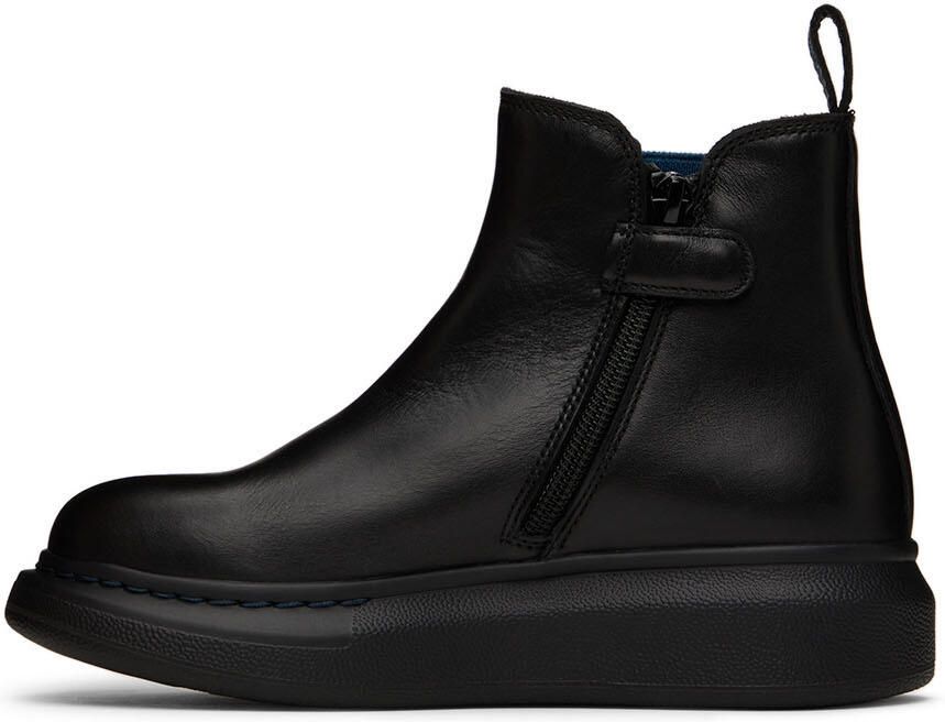 Alexander McQueen Kids Black  Navy Oversized Chelsea Boots - Picture 3