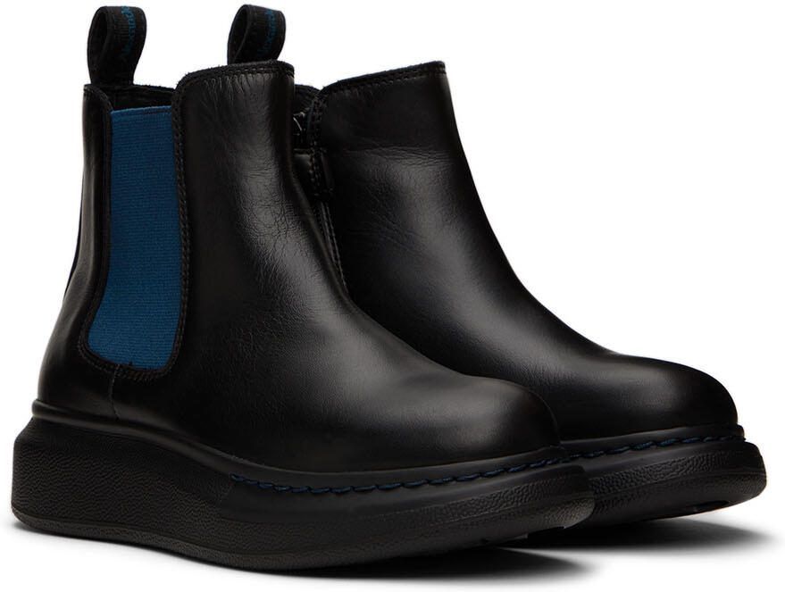 Alexander McQueen Kids Black  Navy Oversized Chelsea Boots - Picture 2