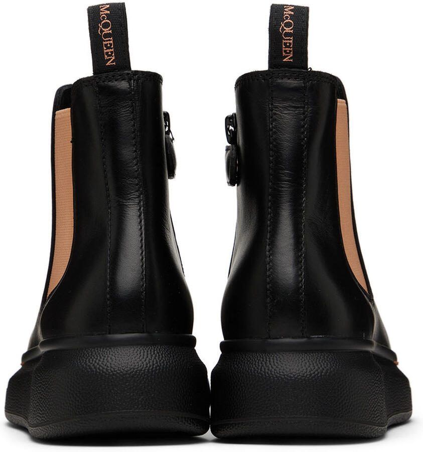 Alexander McQueen Kids Black  Orange Oversized Chelsea Boots