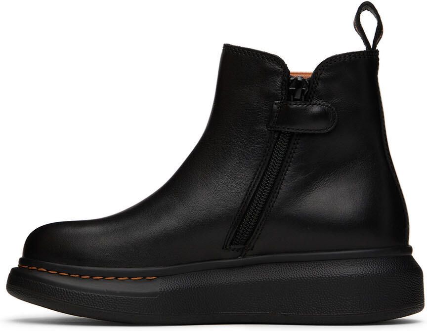Alexander McQueen Kids Black  Orange Oversized Chelsea Boots - Picture 3