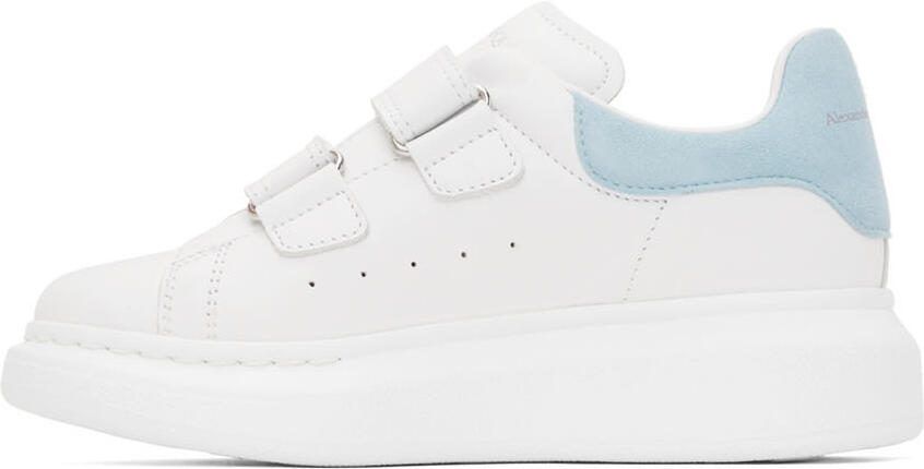 Alexander McQueen Kids White  Blue Oversized Velcro Sneakers - Picture 3