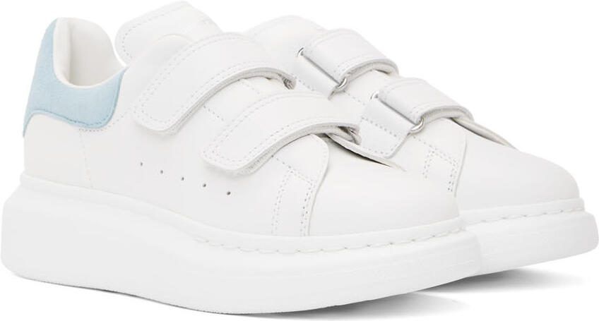 Alexander McQueen Kids White  Blue Oversized Velcro Sneakers - Picture 2