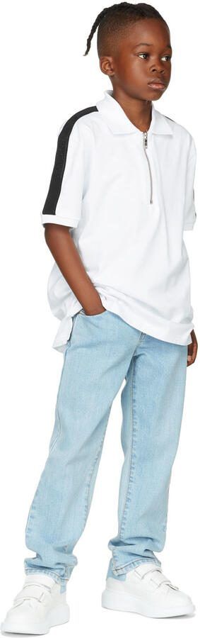 Alexander McQueen Kids White  Blue Oversized Velcro Sneakers - Picture 4