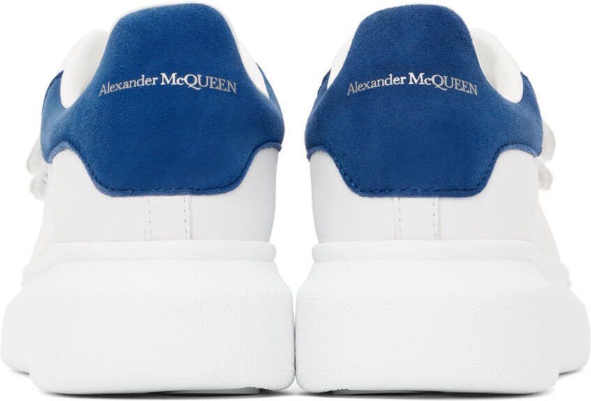 Alexander McQueen Kids White  Blue Oversized Velcro Sneakers
