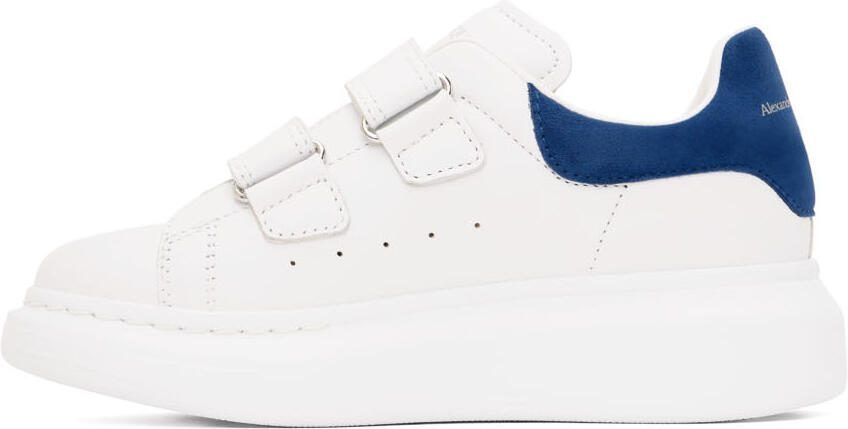 Alexander McQueen Kids White  Blue Oversized Velcro Sneakers - Picture 3