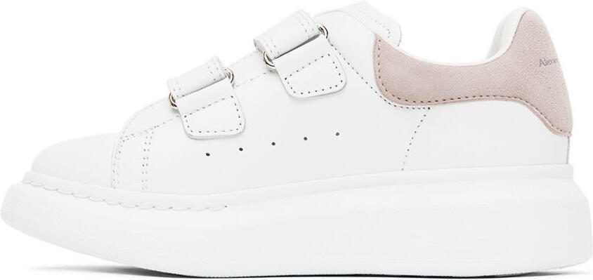 Alexander McQueen Kids White  Pink Oversized Velcro Sneakers - Picture 3