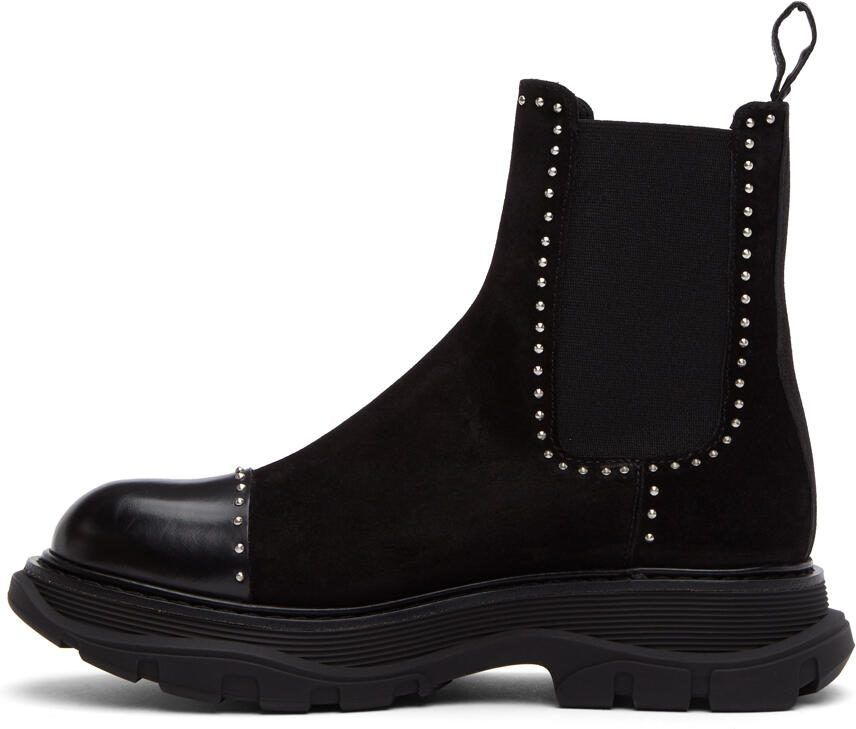 Alexander McQueen SSENSE Exclusive Black  Silver Suede Chelsea Boots