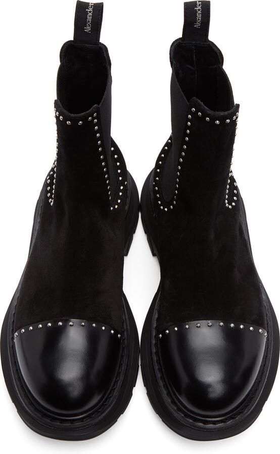 Alexander McQueen SSENSE Exclusive Black  Silver Suede Chelsea Boots - Picture 3