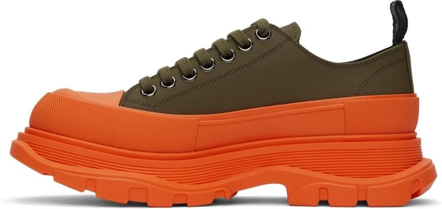 Alexander McQueen SSENSE Exclusive Green  Orange Tread Slick Low Sneakers - Picture 4