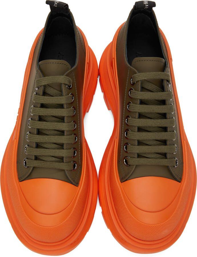 Alexander McQueen SSENSE Exclusive Green  Orange Tread Slick Low Sneakers