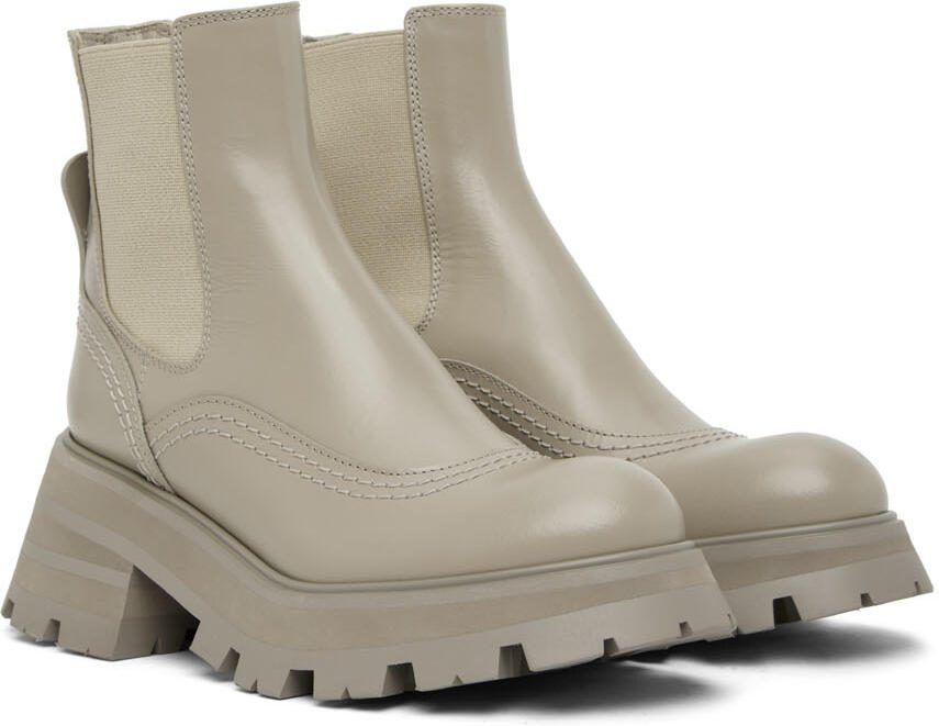 Alexander McQueen Taupe Leather Ankle Boots - Picture 2