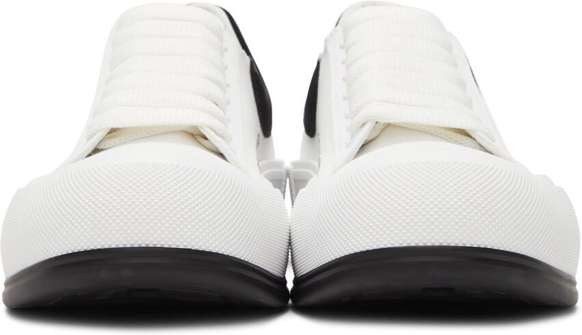 Alexander McQueen White  Black Deck Plimsoll Sneakers - Picture 3