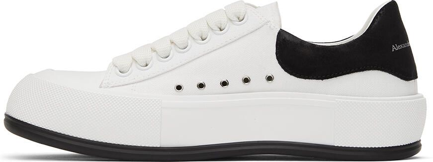 Alexander McQueen White  Black Deck Plimsoll Sneakers - Picture 4