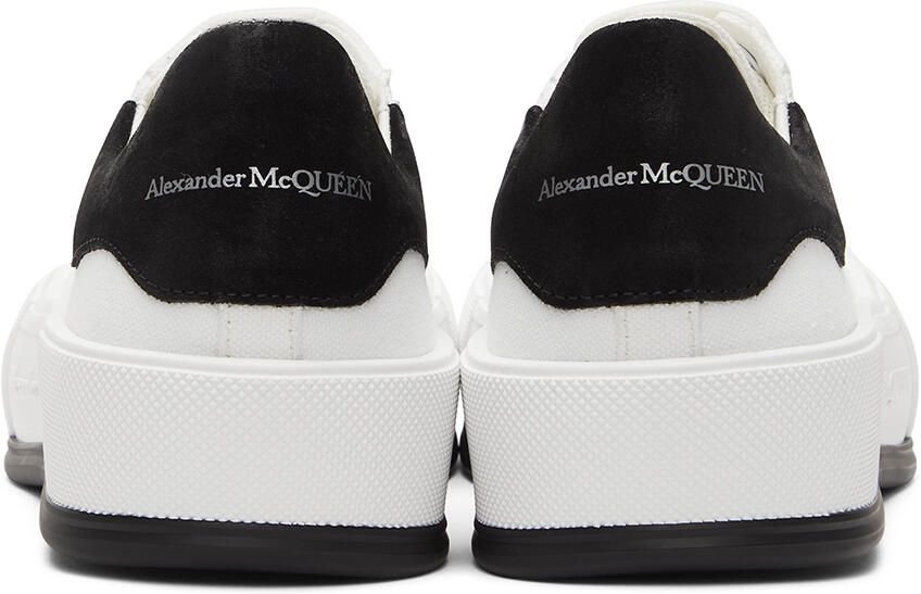 Alexander McQueen White  Black Deck Plimsoll Sneakers - Picture 2