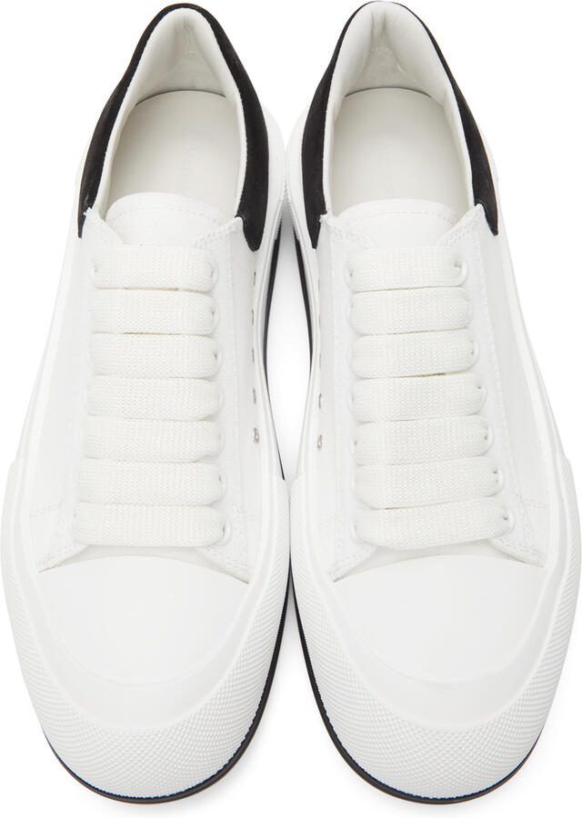 Alexander McQueen White  Black Deck Plimsoll Sneakers