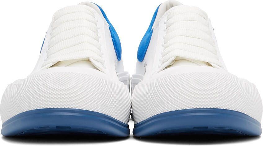 Alexander McQueen White  Blue Deck Plimsoll Sneakers - Picture 3