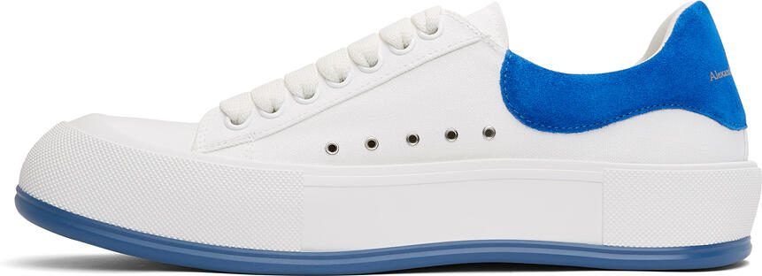 Alexander McQueen White  Blue Deck Plimsoll Sneakers - Picture 4
