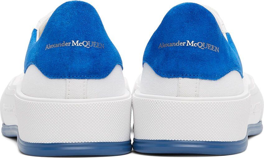 Alexander McQueen White  Blue Deck Plimsoll Sneakers - Picture 2