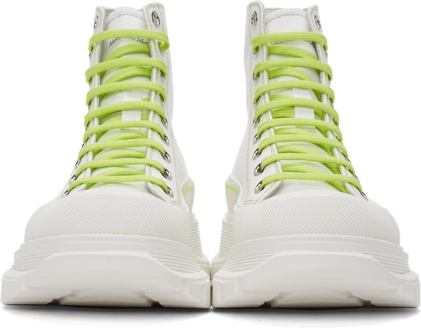 Alexander McQueen White  Green Tread Slick High Sneakers - Picture 2