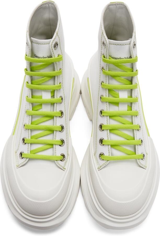 Alexander McQueen White  Green Tread Slick High Sneakers - Picture 3