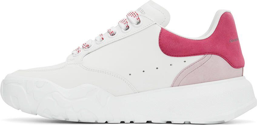 Alexander McQueen White  Pink Court Trainer Sneakers - Picture 4