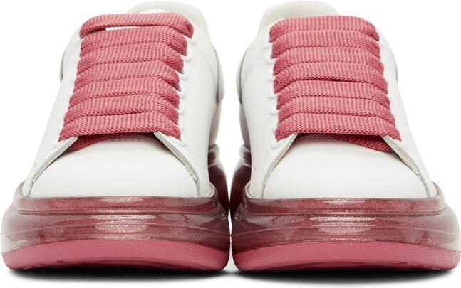 Alexander McQueen White  Pink Glitter Oversized Sneakers - Picture 3