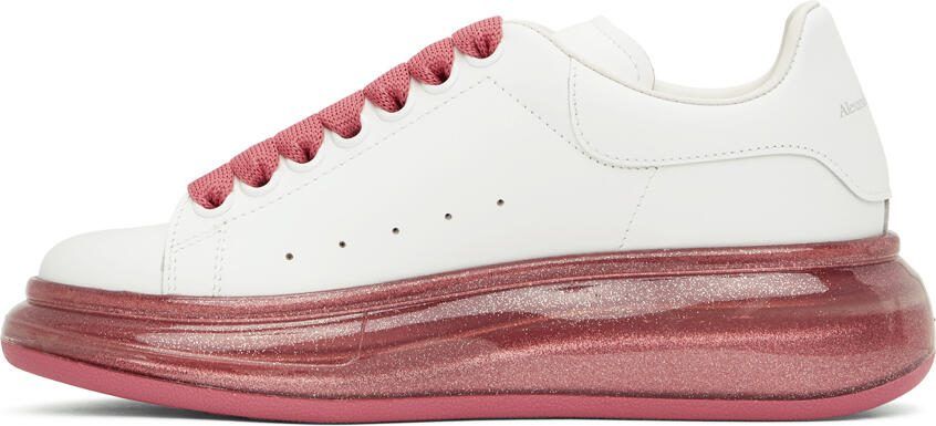 Alexander McQueen White  Pink Glitter Oversized Sneakers - Picture 2