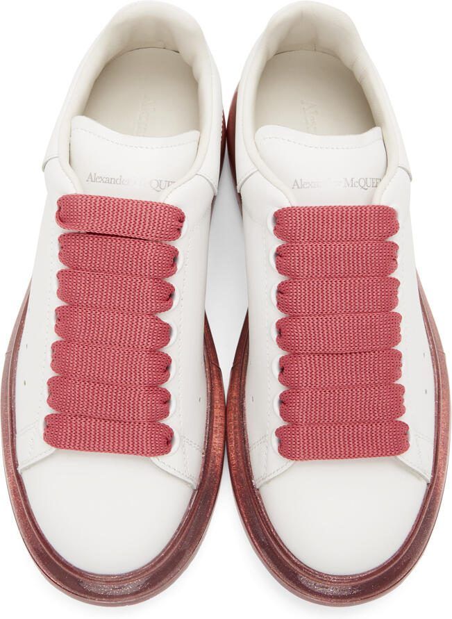 Alexander McQueen White  Pink Glitter Oversized Sneakers