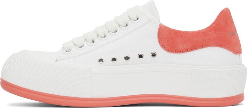Alexander McQueen White  Pink Plimsoll Sneakers - Picture 4