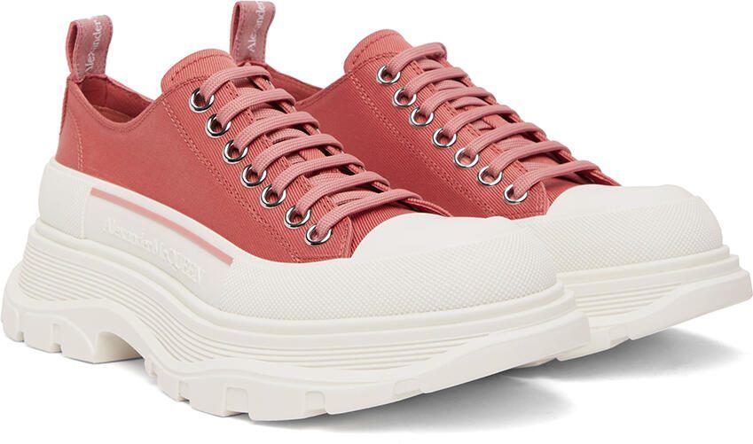 Alexander McQueen White  Pink Tread Slick Sneakers - Picture 2