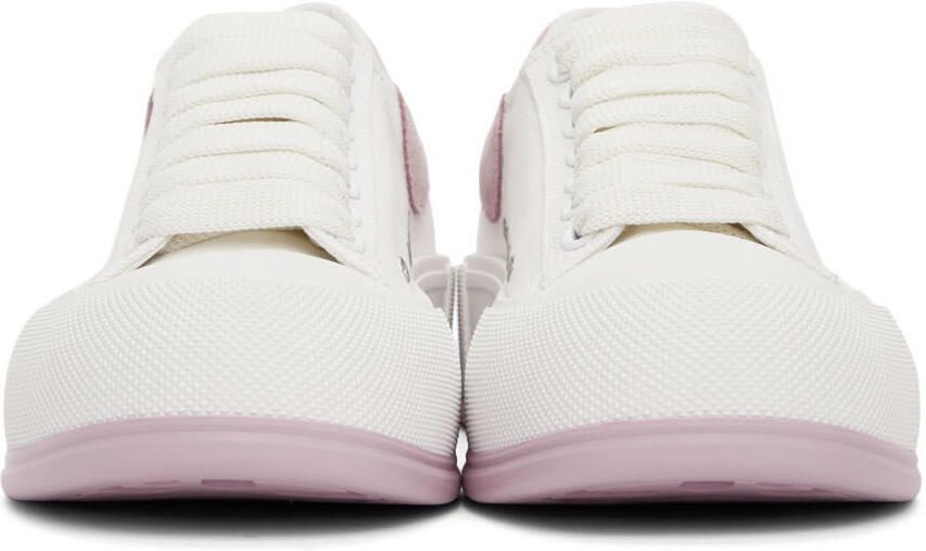 Alexander McQueen White  Purple Deck Lace Plimsoll Sneakers - Picture 3
