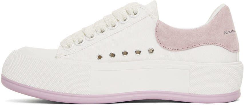 Alexander McQueen White  Purple Deck Lace Plimsoll Sneakers - Picture 4