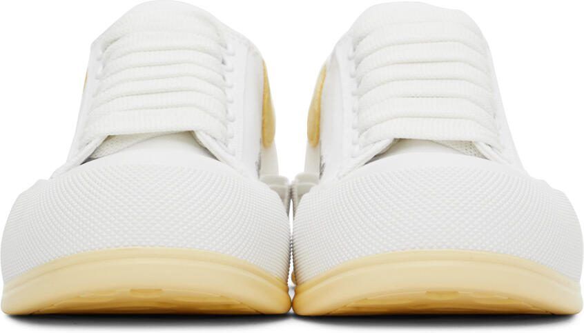 Alexander McQueen White  Yellow Plimsoll Sneakers - Picture 3