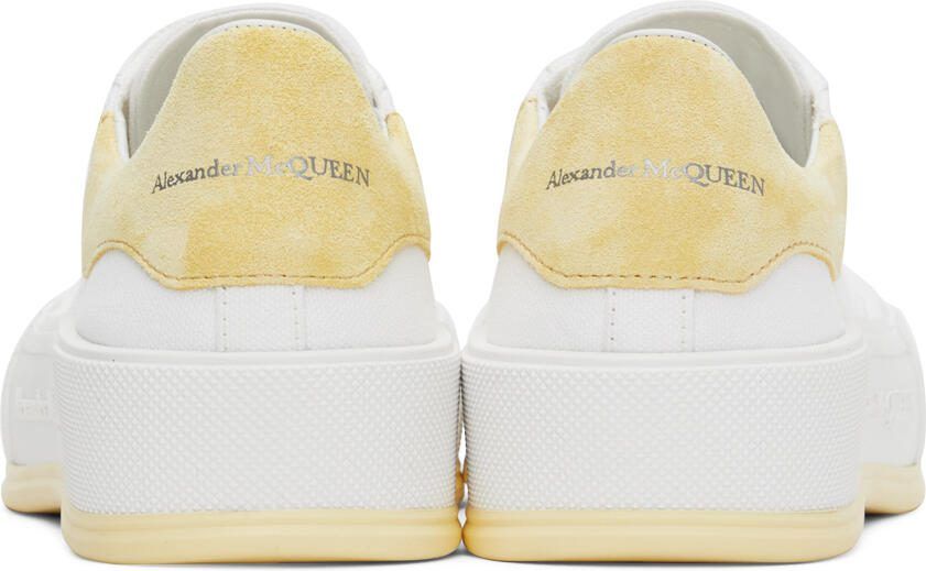 Alexander McQueen White  Yellow Plimsoll Sneakers - Picture 2