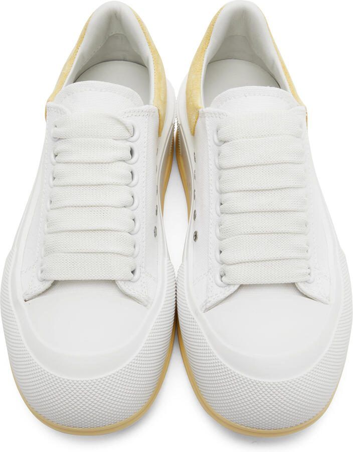 Alexander McQueen White  Yellow Plimsoll Sneakers