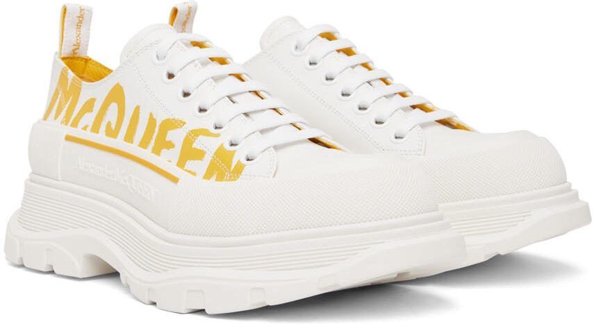 Alexander McQueen White Graffiti Tread Slick Low-Top Sneakers - Picture 2