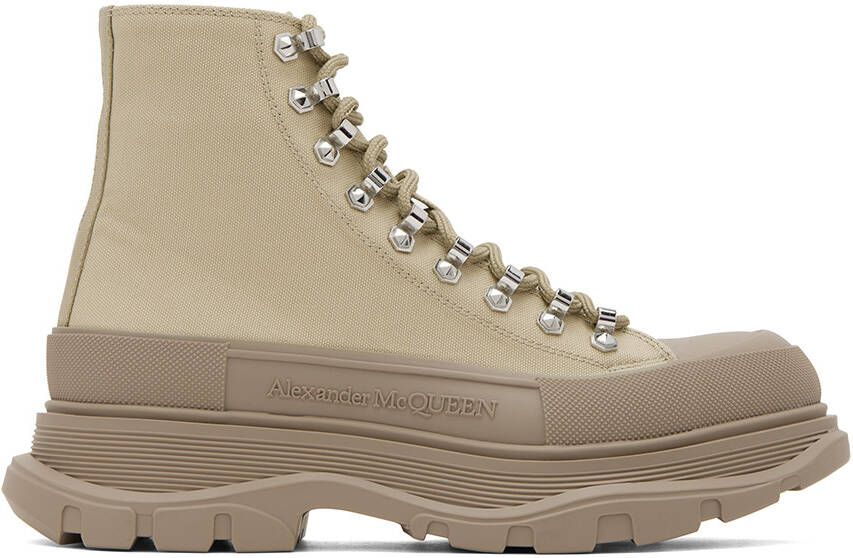 Alexander McQueen Beige Tread Slick Boots - Picture 5