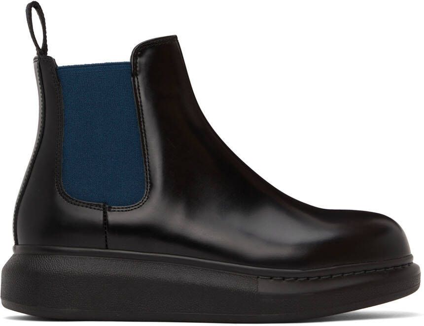 Alexander McQueen Black  Blue Hybrid Ankle Boots - Picture 5