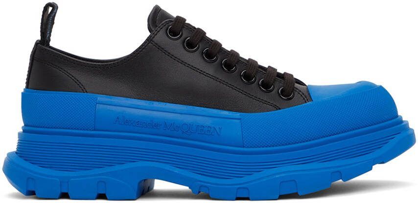 Alexander McQueen Black  Blue Tread Slick Low Sneakers - Picture 4