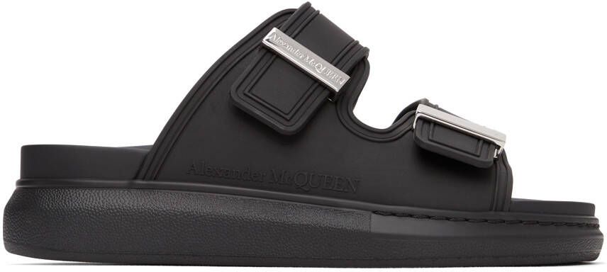 Alexander McQueen Black  Silver Rubber Hybrid Sandals