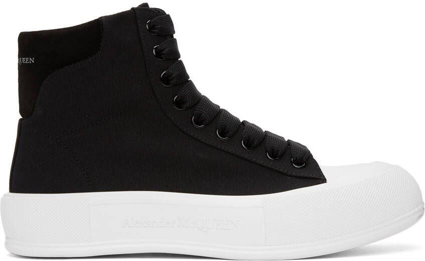 Alexander McQueen Black  White Deck Plimsoll High-Top Sneakers