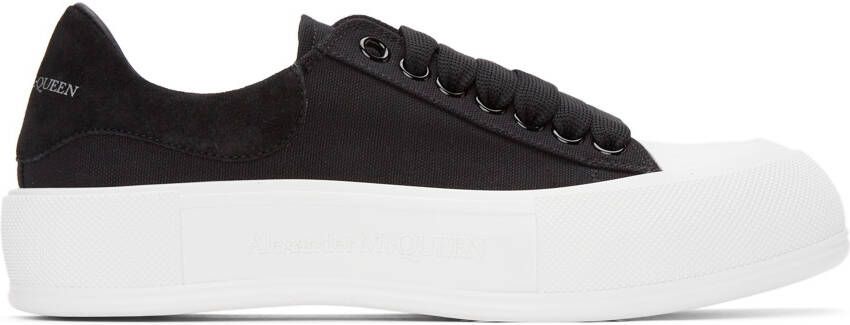 Alexander McQueen Black  White Deck Plimsoll Sneakers