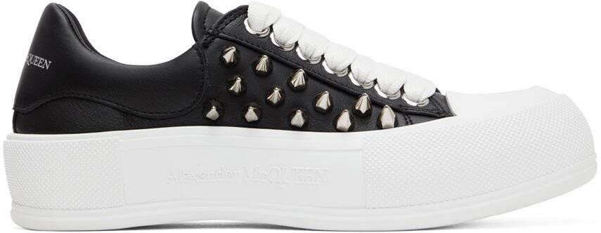Alexander McQueen Black  White Deck Plimsoll Sneakers - Picture 5