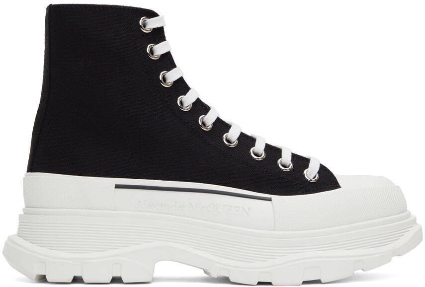 Alexander McQueen Black  White High Tread Slick Sneakers - Picture 4