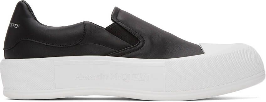 Alexander McQueen Black  White Plimsoll Slip-On Sneakers - Picture 4